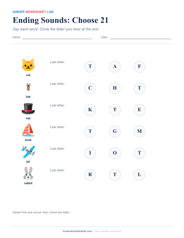 Ending Sounds: Choose 21 worksheet preview