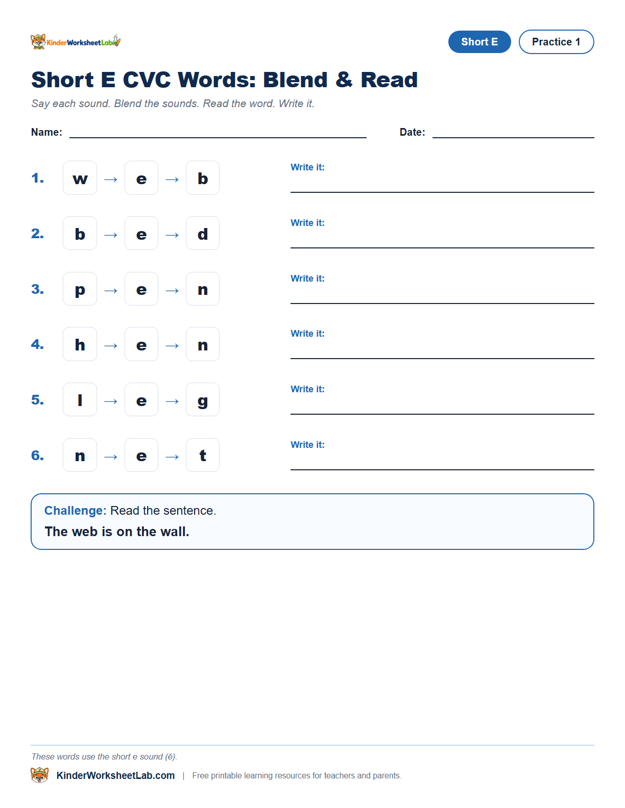 Missing Letters — Web CVC Worksheet worksheet preview